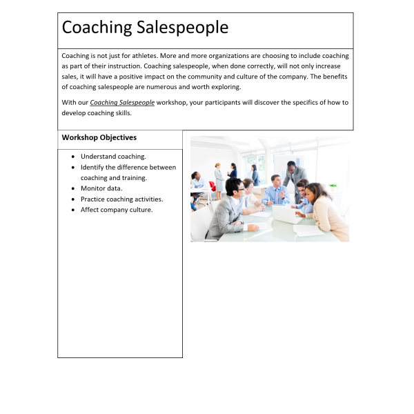 Coaching Salespeople