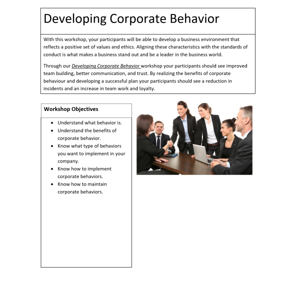 Developing Corporate Behavior