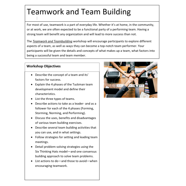 Teamwork and Team Building